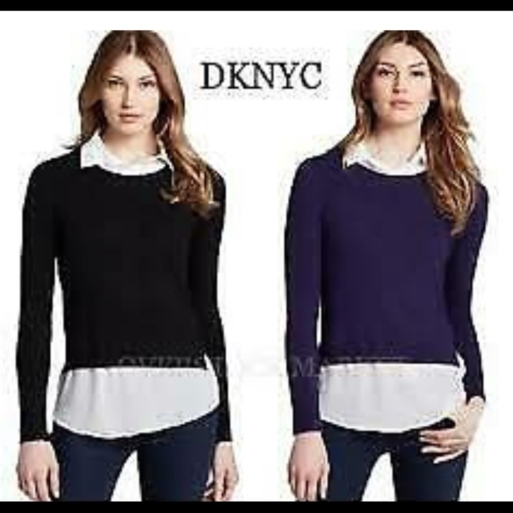 ⭐️ Firm price ⭐️ DKNY Two-fer Blue/white top - Picture 1 of 2